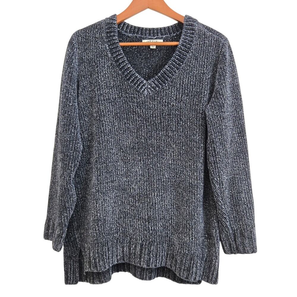 Heritage Cabincore Orvis Luxe Loungewear Blue Chenille Ultra Soft Sweater Large